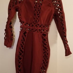 Fashion Nova mini dress size small dark red